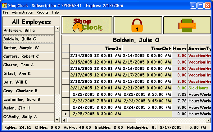 ShopClock Screenshot